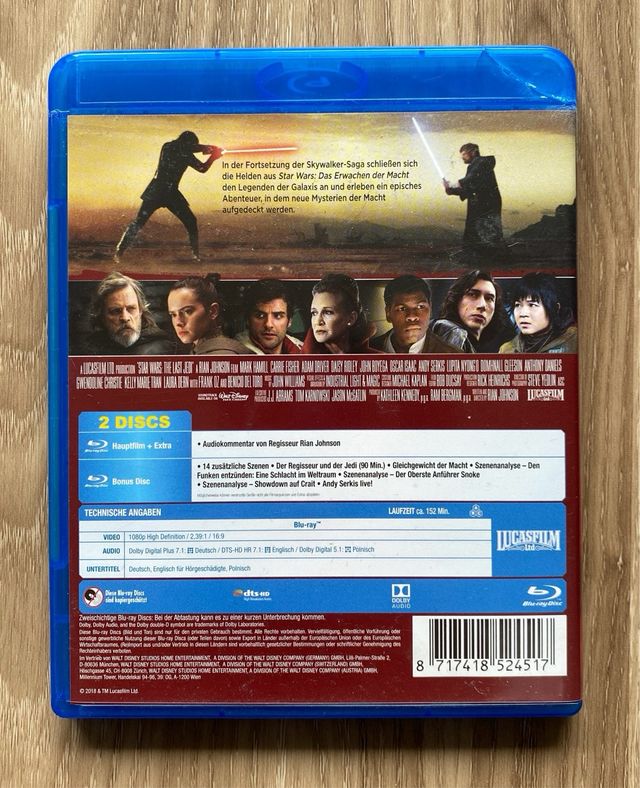 Star Wars: The Last Jedi Bluray with Bonus Disc