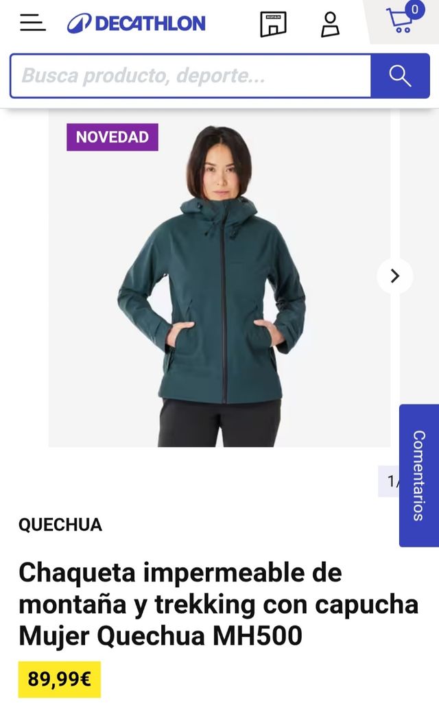 Chaqueta impermeable QuechuaMH500 NUEVA