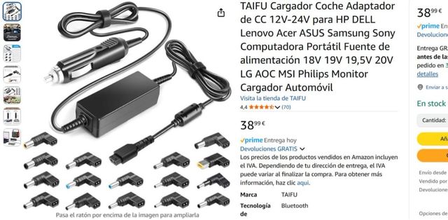 Cargador portátil universal mechero  coche 