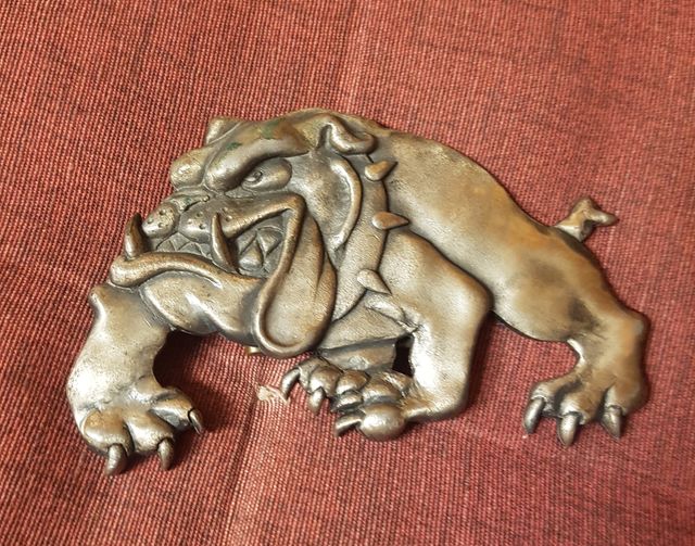 Fibbia vintage 1990 Bulldog Buckle Co. Autentica