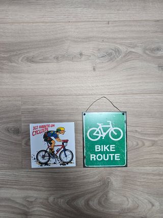 Baldosa y placa metálica bici