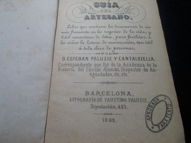 ANTIGUO 1882-GUIA DEL ARTESANO-ESTEBAN PALUZIE