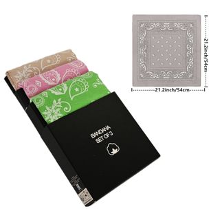 3 Pañuelos Unisex Bandana Algodón Beige Rosa Verde
