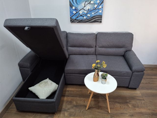Sofa Cama Chaise Longue Emma gris tela