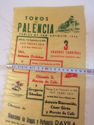 Cartel tela toros Palencia 1956