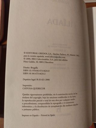 Libro Iliada. Homero