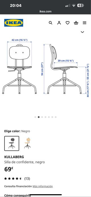 Silla negra Ikea Kullaberg