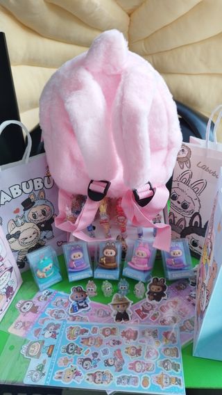 Mochila Labubu 23cm, llavero bolígrafo 