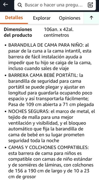 Barrera cama niños