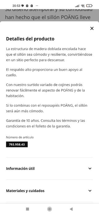 Butaca mecedora y reposapiés Ikea POÄNG