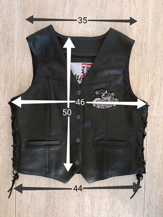 Chaleco vaquero cuero auténtico XL mujer