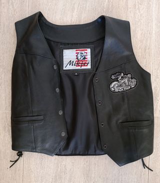 Chaleco vaquero cuero auténtico XL mujer