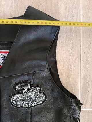 Chaleco vaquero cuero auténtico XL mujer