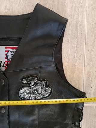 Chaleco vaquero cuero auténtico XL mujer