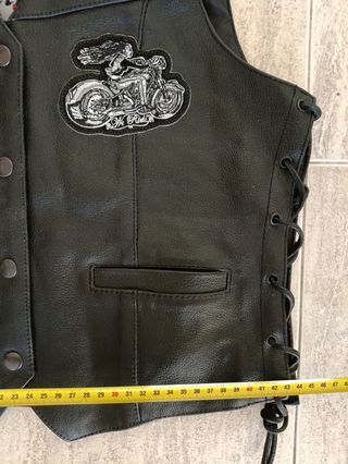 Chaleco vaquero cuero auténtico XL mujer
