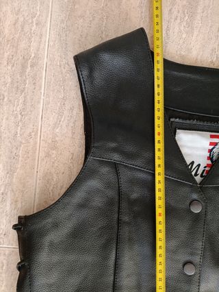 Chaleco vaquero cuero auténtico XL mujer