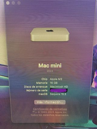 MAC MINI 2023 M2 / 16 GB / 512 GB RAM / 16 NUCLEOS