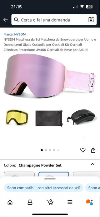 Occhiali Maschera da Sci Snowboard