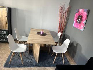 Pack Mesa Plegable Suecia Cambria-4 Sillas Blancas