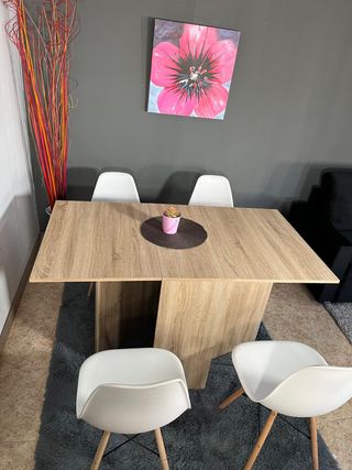 Pack Mesa Plegable Suecia Cambria-4 Sillas Blancas