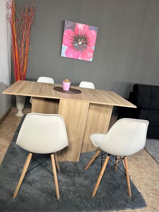 Pack Mesa Plegable Suecia Cambria-4 Sillas Blancas