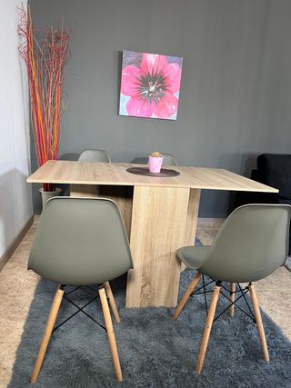 Pack Comedor  -Mesa Plegable + 4 Sillas Grises