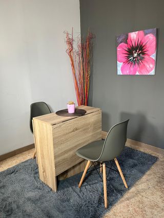 Pack Comedor  -Mesa Plegable + 4 Sillas Grises