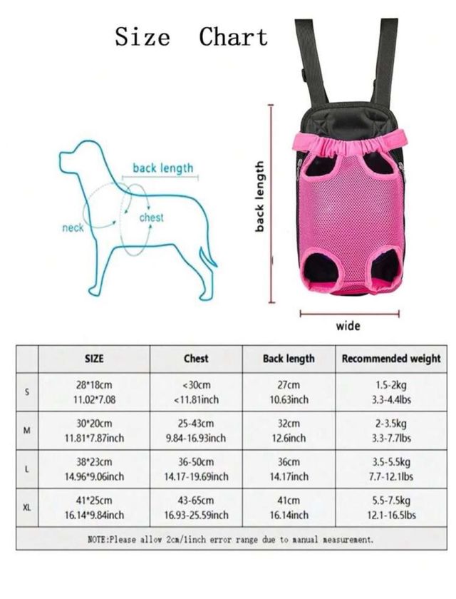 Mochila Canguro Portadora de Mascotas con bolsa de pecho para Perros y Gatos transpirable