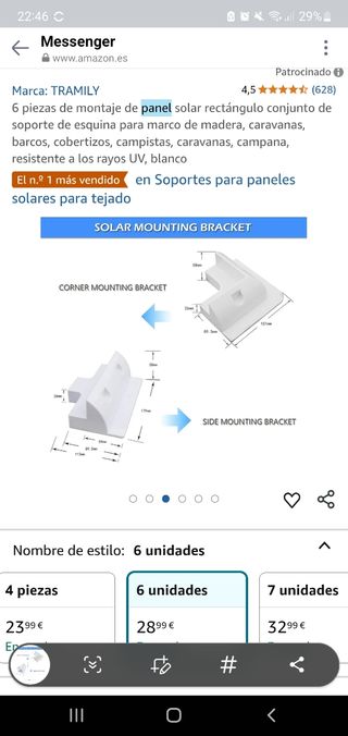 2 pack Soporte panel solar furgo camper!