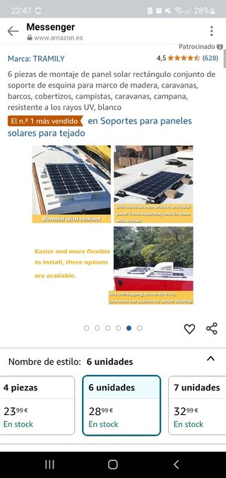 2 pack Soporte panel solar furgo camper!