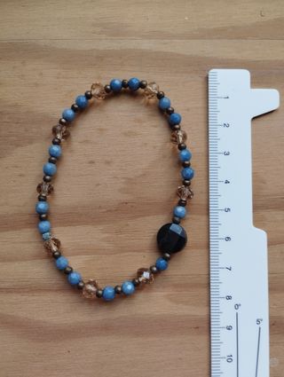 Pulsera azul cuentas brillante