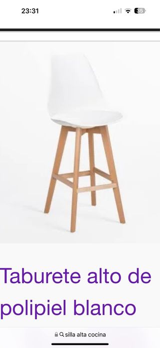 Silla alta de cocina polipiel blanca