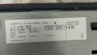 Placa injuction de 60 BOSCH 3 fuegos