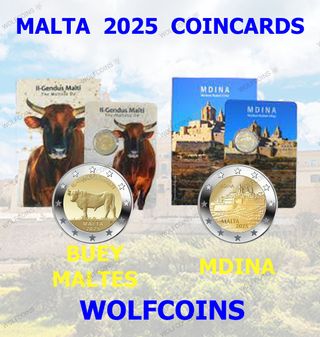 🇲🇹 MALTA COINCARDS 2€ EUROS AÑO 2025 BUEY MDINA