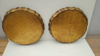 Bandeja redonda antigua Veneciana madera maciza