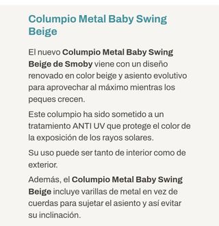 Columpio bebé SWING beige