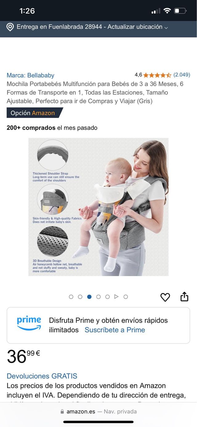 Porteador bebe bellaby