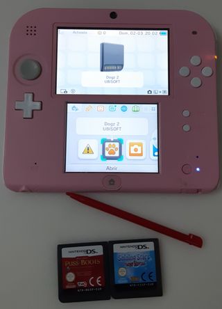 CONSOLA NINTENDO 2DS ROSA CON 3 JUEGOS