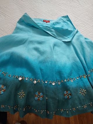 Falda de lino degradé firma Derhy T. M .