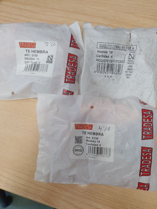 Lote piezas de cobre