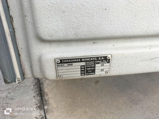 -750 kg caravana con documentación Moncayo 5 plaza