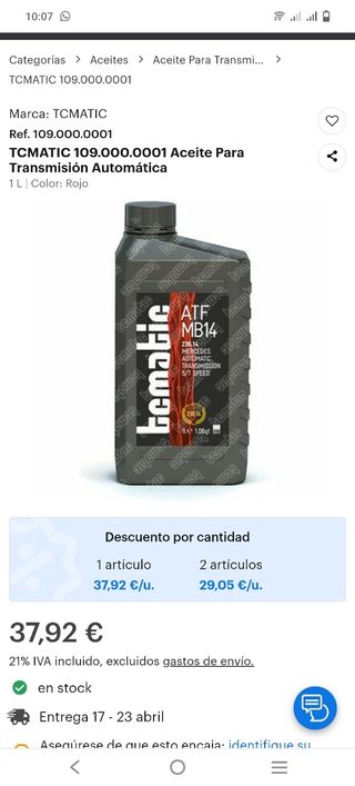 Aceite transmisión automática Mercedes