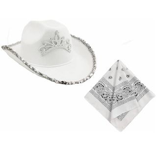 Sombrero Cowboy Corona Plata Vaquero Adulto Blanco