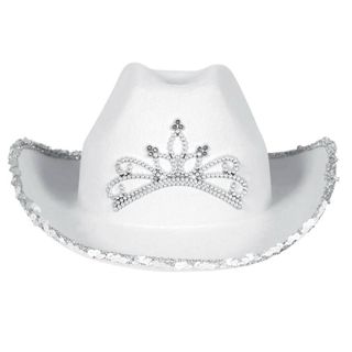 Sombrero Cowboy Corona Plata Vaquero Adulto Blanco