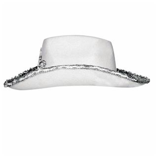 Sombrero Cowboy Corona Plata Vaquero Adulto Blanco