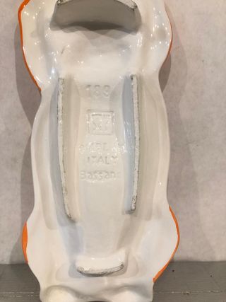 Porta oggetti cane ceramica arancione cagnolino bl