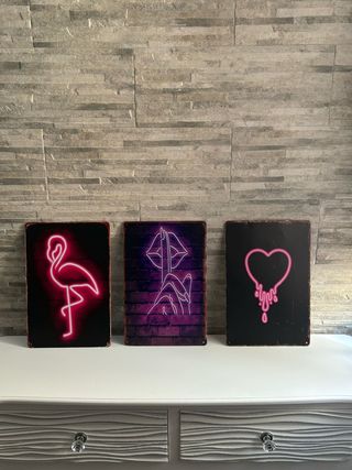 Set poster in metallo-cuore, fenicottero,bocca