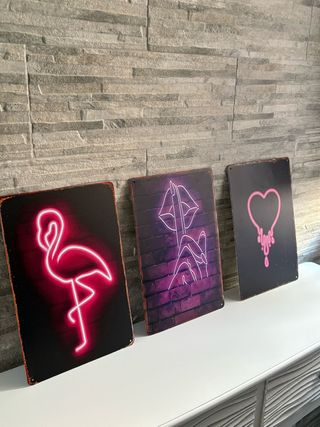 Set poster in metallo-cuore, fenicottero,bocca