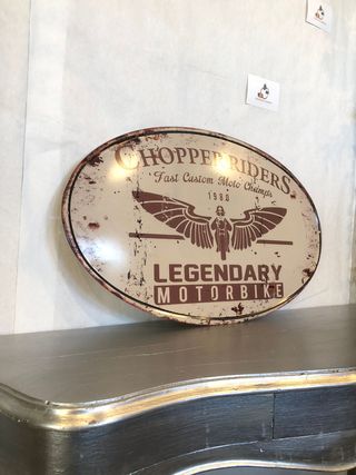 Tabella rider ovale indian harley davidson bianco