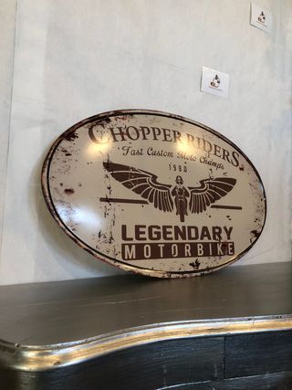 Tabella rider ovale indian harley davidson bianco